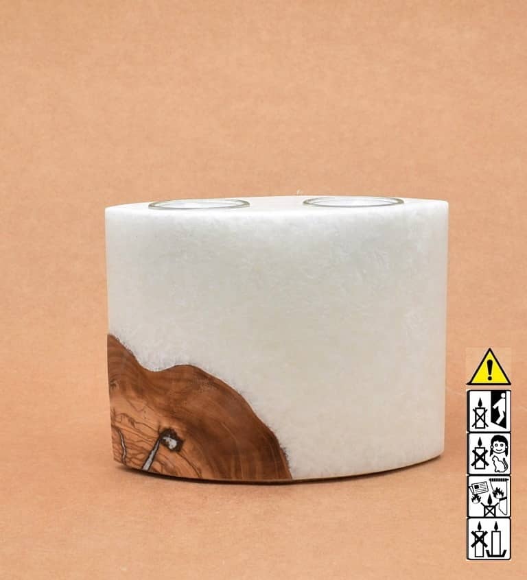 Hochzeitskerze, Kerze mit Holzeinsatz, Teelicht rund, Stearin, im Kerzen online Shop für Hochzeiten bestellen, günstig kaufen.