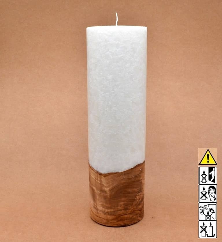 Hochzeitskerze, Kerze mit Holzeinsatz ohne Teelicht rund, Stearin, im Kerzen online Shop für Hochzeiten bestellen, günstig kaufen.