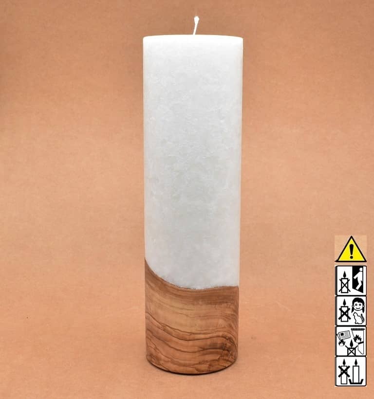 Hochzeitskerze, Kerze mit Holzeinsatz ohne Teelicht rund, Stearin, im Kerzen online Shop für Hochzeiten bestellen, günstig kaufen.