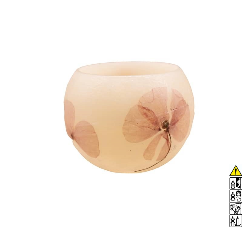 Lampionkerzen Blumendekor handgefertigt Ø120 x 90 mm rund Hochwertige Lampionkerzen Blumendekor handgefertigt Ø120 x 90 mm rund