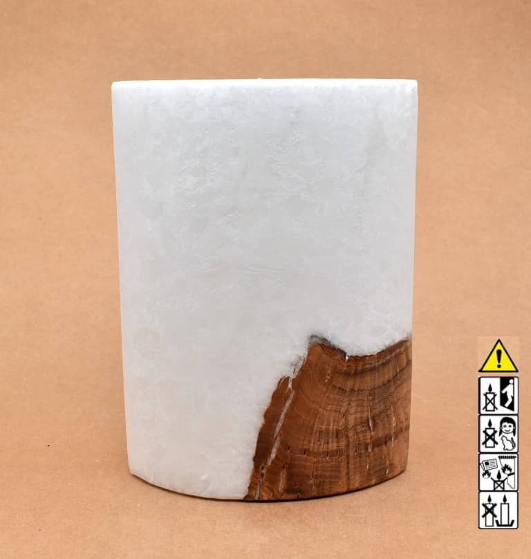 Kerze mit Holz Individuelle, perönliche Hochzeitskerze  Oval Kanten spitz  mit Teelicht im Kerzen online Shop für Hochzeiten bestellen, günstig kaufen.