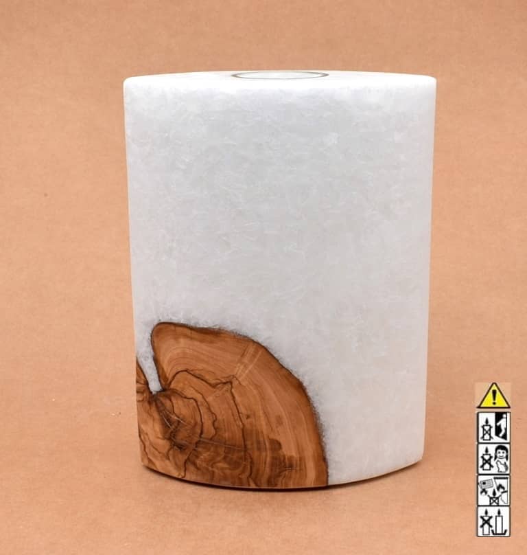 Kerze mit Holz Individuelle, perönliche Hochzeitskerze  Oval Kanten spitz  mit Teelicht im Kerzen online Shop für Hochzeiten bestellen, günstig kaufen.