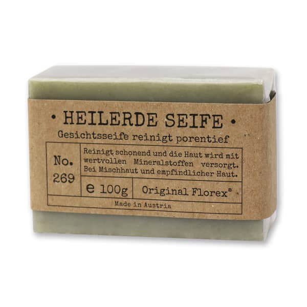 Heilerde Seife 100 g kaltgerührte, Florex Heilerde Gesichtsseife 100 g, kaltgerührt Florex, bei Mischhaut und empfindlicher Haut online kaufen