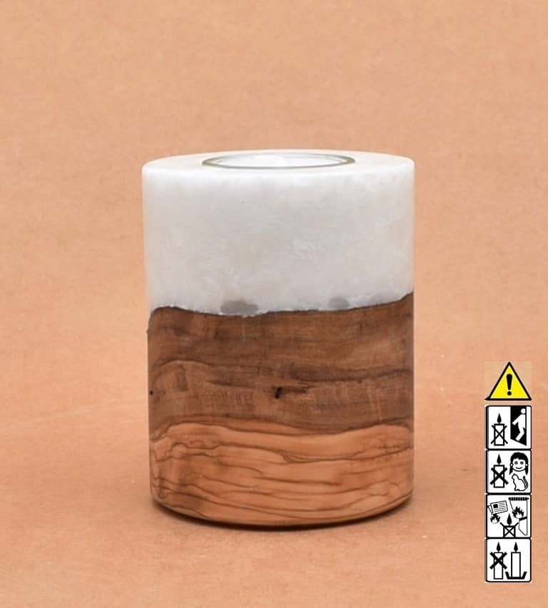 Hochzeitskerze, Kerze mit Holzeinsatz, Teelicht rund, Stearin, im Kerzen online Shop für Hochzeiten bestellen, günstig kaufen.