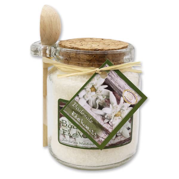Badesalz Edelweis mit Holzlöffel Florex Badesalz Edelweis mit Holzlöffel Florex für gemütliche Stunden in der Badewanne online kaufen