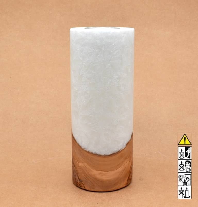 Hochzeitskerze, Kerze mit Holzeinsatz, Teelicht rund, Stearin, im Kerzen online Shop für Hochzeiten bestellen, günstig kaufen.