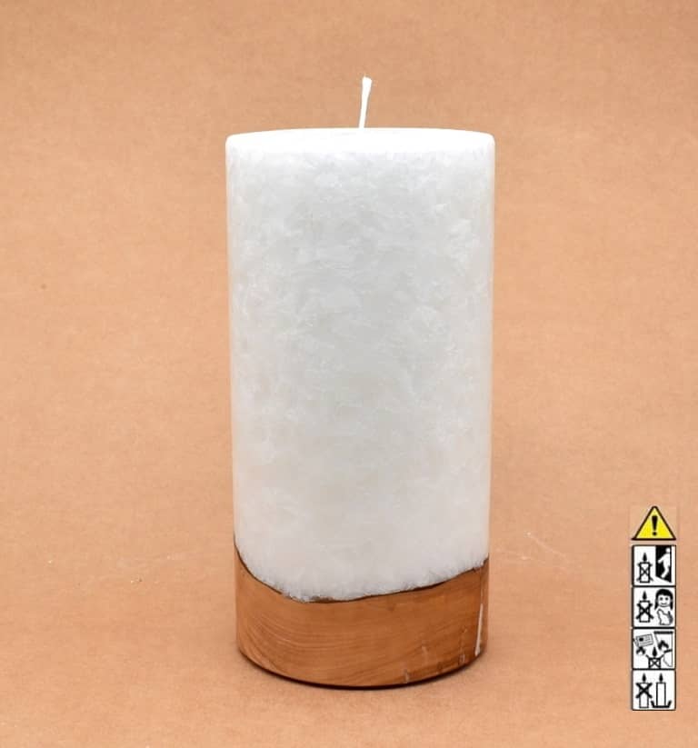 Kerze mit Holzelement, Individuelle, persönliche Hochzeitskerze  Holzkerze, Rund Stearinoptik, Hochzeitskerze mit Teelicht im Kerzen online Shop für Hochzeiten bestellen, günstig kaufen.