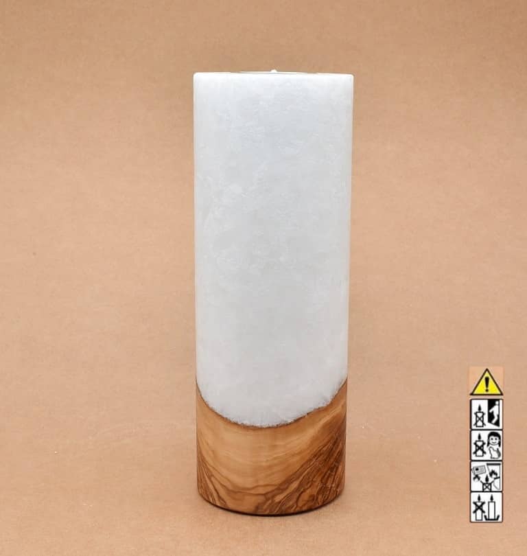Kerze mit Holzelement, Individuelle, persönliche Hochzeitskerze  Holzkerze, Rund Stearinoptik, Hochzeitskerze mit Teelicht im Kerzen online Shop für Hochzeiten bestellen, günstig kaufen.