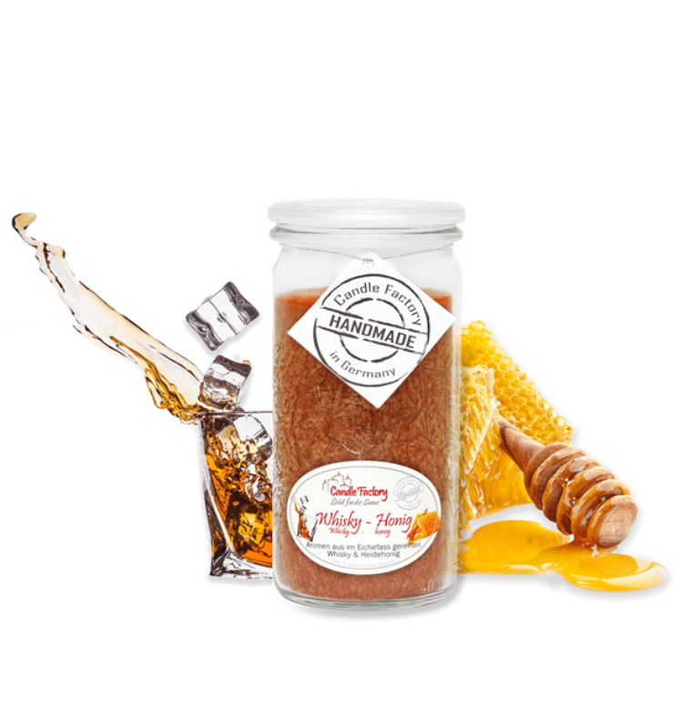 Whiskey & Honig Mini Jumbo hochwertige Duftkerze im Glas