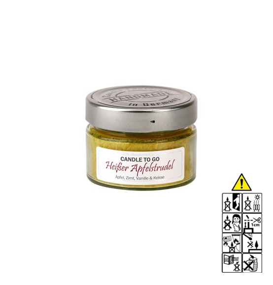Duftkerze Heißer Apfelstrudel Candle to Go Candle Factory Duftkerze im Weck Glas aus Stearinwachs mit dem Duft Heißer Apfelstrudel Candle to Go die kleine Geschenkkerze und Reisekerze