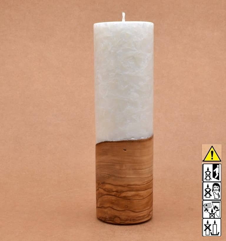 Liebliche Kerze mit Holz Unikat Rund 60 x 200 mm mit Docht Nr.: 7 Liebliche Kerze mit Holz Unikat Rund 60 x 200 mm mit Docht Nr.: 7