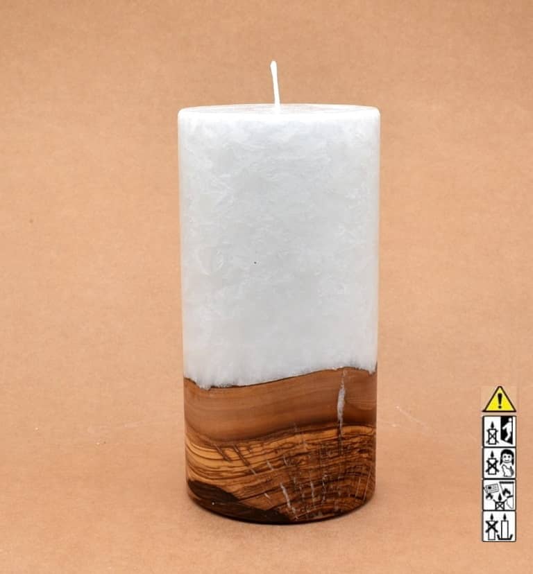 Kerze mit Holz Unikat Rund 100x250mm ohne Teelicht. Jetzt in unserem Geschenke Onlineshop kaufen.
