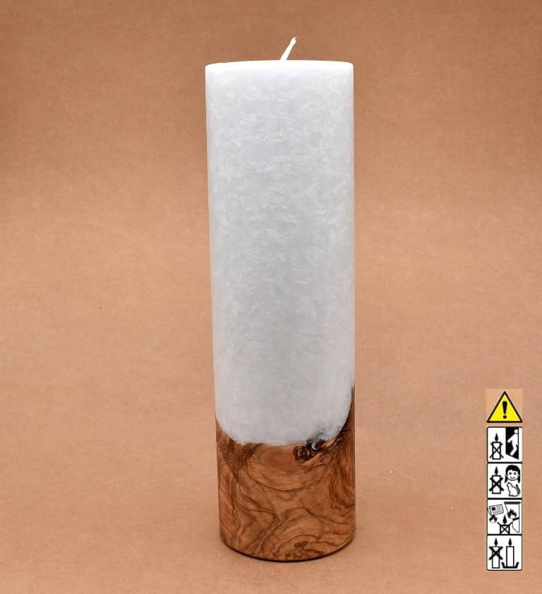 Kerze mit Holzelement, Individuelle, persönliche Hochzeitskerze  Holzkerze, Rund Stearinoptik, Hochzeitskerze mit Teelicht im Kerzen online Shop für Hochzeiten bestellen, günstig kaufen.