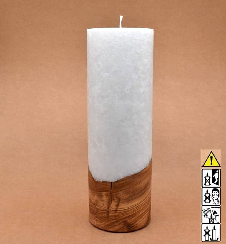 Kerze mit Holz Unikat Rund 100 x 300 mm mit Docht Nr.: 3 Kerze mit Holz Unikat Rund 100 x 300 mm mit Docht Nr.: 3