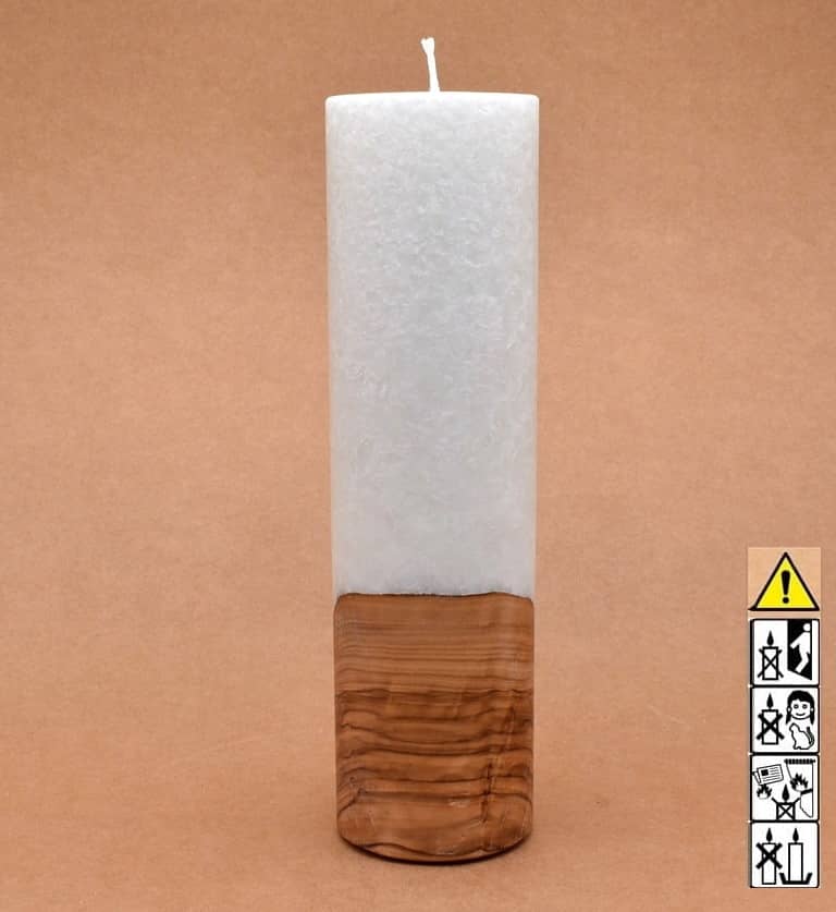 Kerze mit Holz Unikat Rund 70 x 250 mm mit Docht Nr.: 4