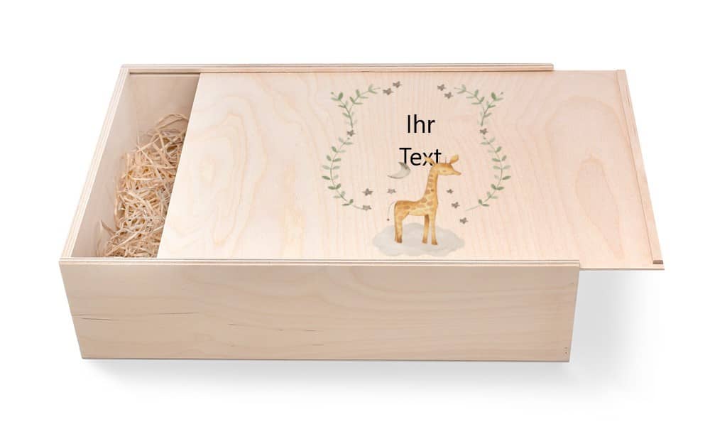 Geschenkbox aus Holz zur Taufe oder Geburt. Motiv: Giraffe zur Taufe Geschenkbox aus Holz zur Taufe oder Geburt. Motiv: Giraffe zur Taufe günstig in unserem Onlineshop kaufen. Personalisierte Geschenke online kaufen