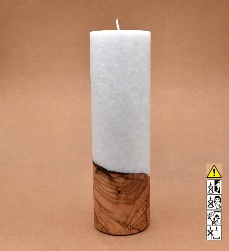 Kerze mit Holzelement, Individuelle, persönliche Hochzeitskerze  Holzkerze, Rund Stearinoptik, Hochzeitskerze mit Teelicht im Kerzen online Shop für Hochzeiten bestellen, günstig kaufen.