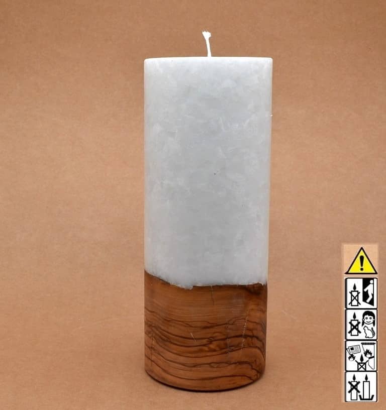 Kerze mit Holz Unikat Rund 100 x 250 mm mit Docht Nr.: 6 Kerze mit Holz Unikat Rund 100 x 250 mm mit Docht Nr.: 6