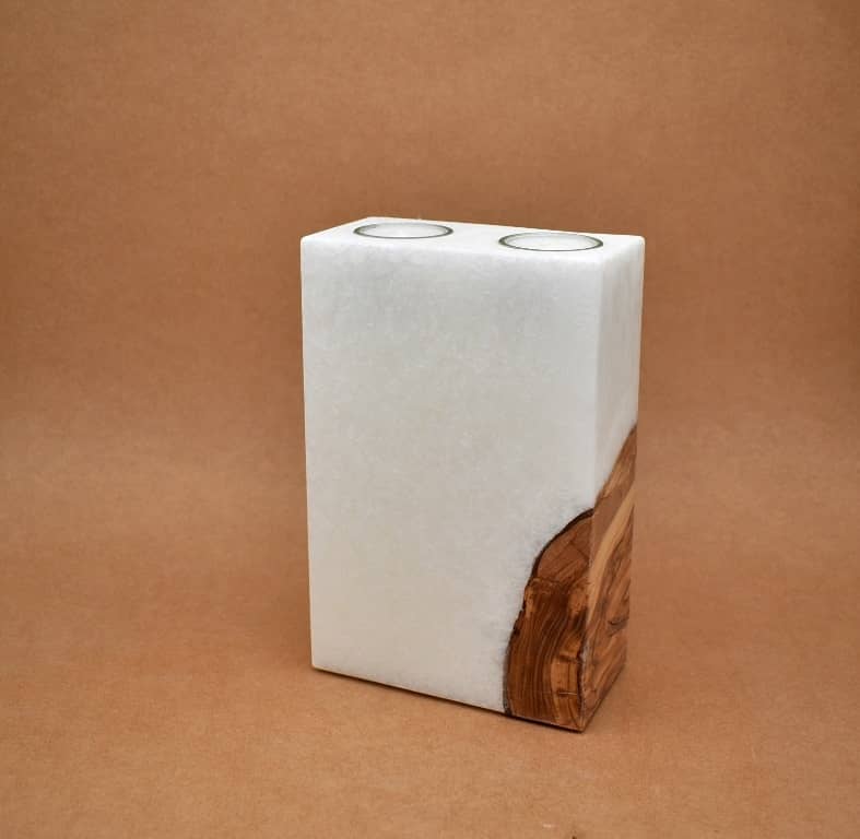 Kerze mit Holzelement für Hochzeitskerze ausgesucht. günstig in unserem Onlineshop kaufen. Personalisierte Geschenke online kaufen