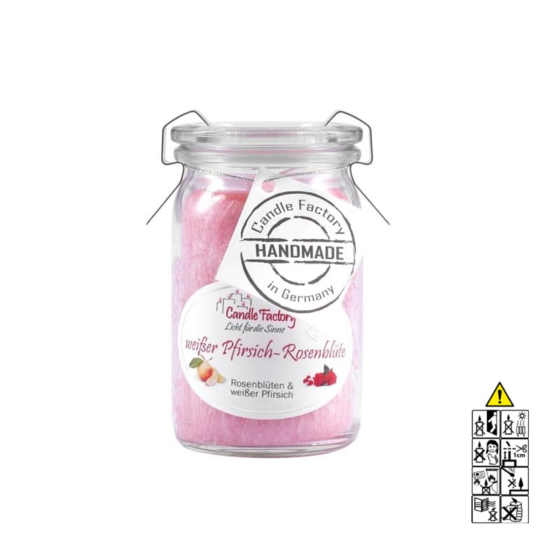 Hochwertige wei?er Pfirsich Rosenbl?te Mini Jumbo Duftkerze im Glas in der Farbe rose. Hochwertige Duftkerze von Candle Factory wei?er Pfirsich Rosenbl?te Mini Jumbo Duftkerze im Glas in der Farbe rose g?nstig in Kerzen Online Shop kaufen. Duftkerzen im Glas. Geschenkidee wei?er Pfirsich Rosenbl?te Mini Jumbo Duftkerze im Glas in der Farbe