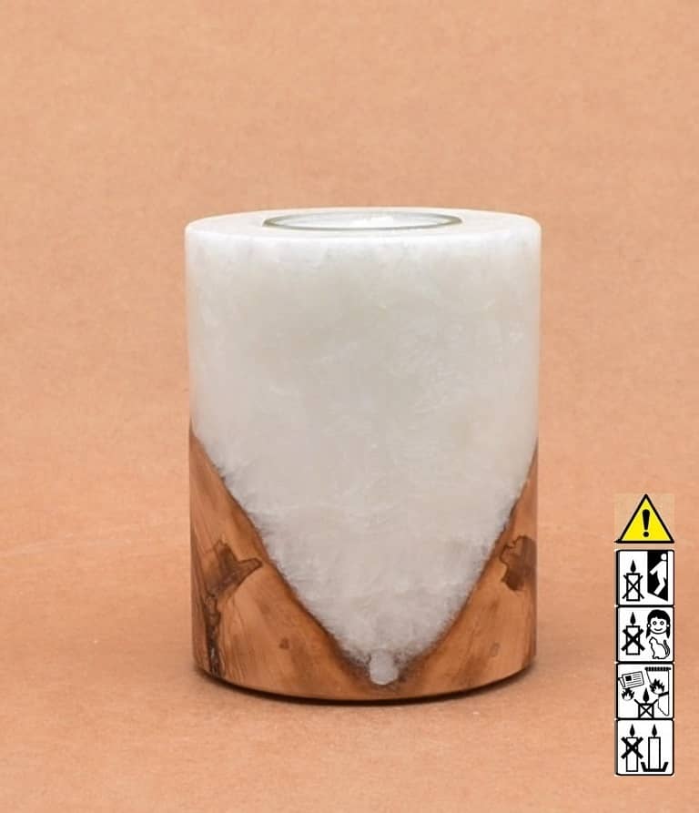 Hochzeitskerze, Kerze mit Holzeinsatz, Teelicht rund, Stearin, im Kerzen online Shop für Hochzeiten bestellen, günstig kaufen.