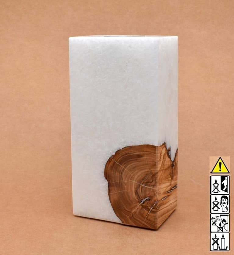 Kerze mit Holz Unikat Quader 70 x 100 x 200 mm mit Teelicht Nr.: 7