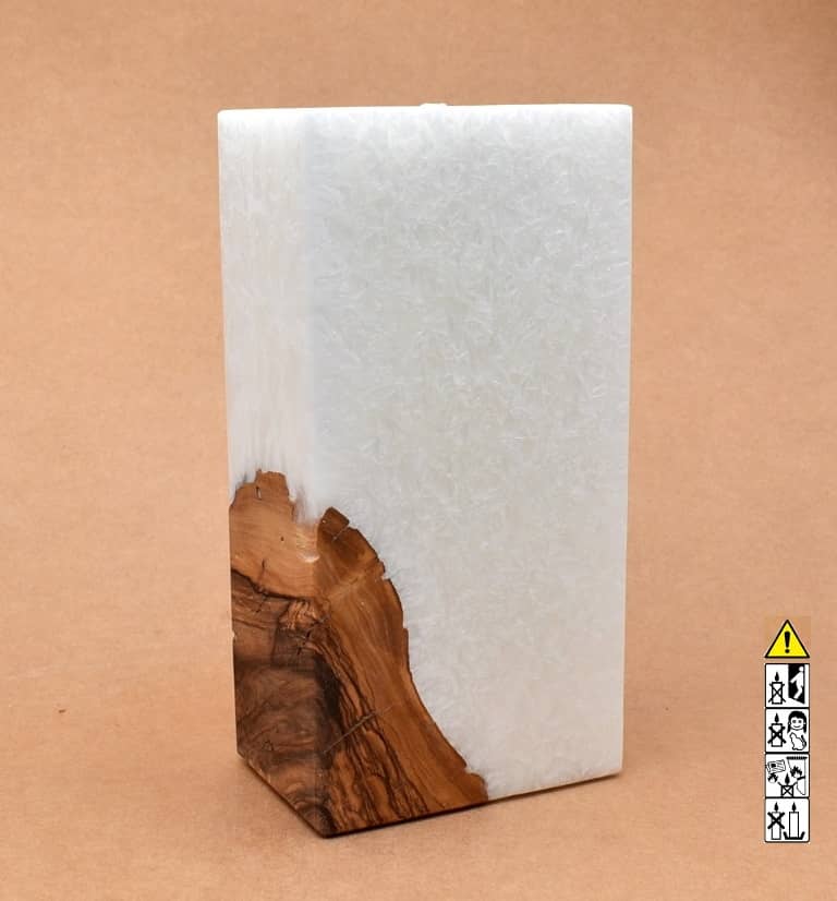 Kerze mit Holz Unikat Quader 70 x 100 x 200 mm mit Teelicht Nr.: 7