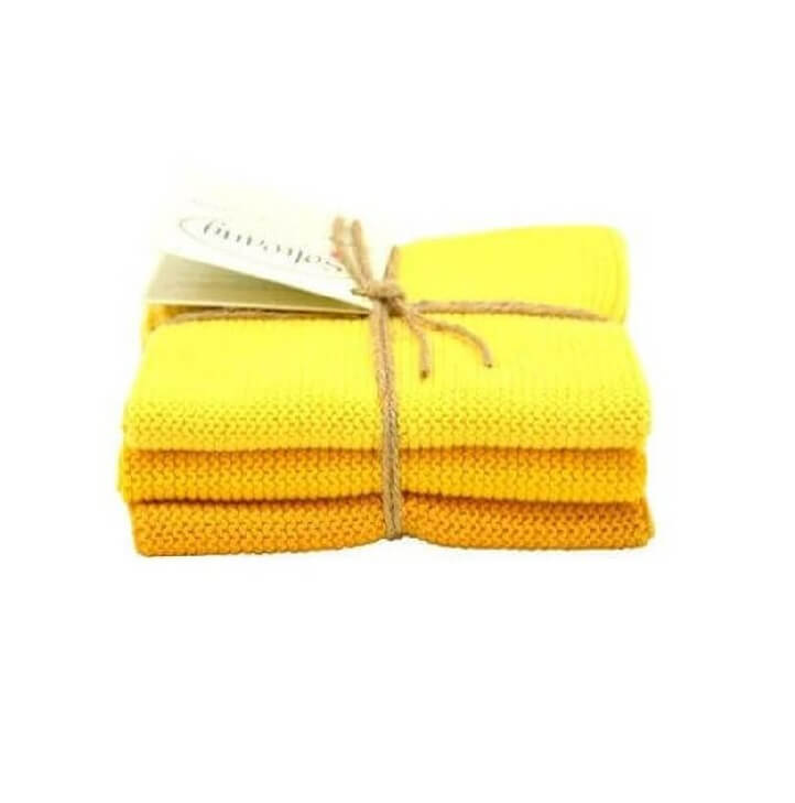  Wischtuch 3er Set von Solwang im Onlineshop kaufen aus 25 x 25 cm Baumwolle gestrickt Gelb kombi