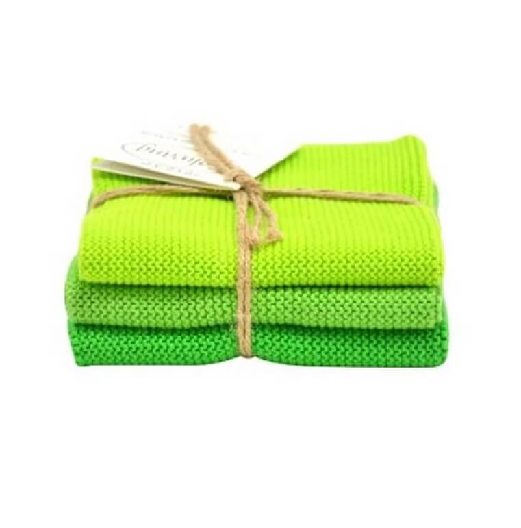 Wischtuch 3er Set von Solwang im Onlineshop kaufen aus 25 x 25 cm Baumwolle gestrickt Gr?n Kombi