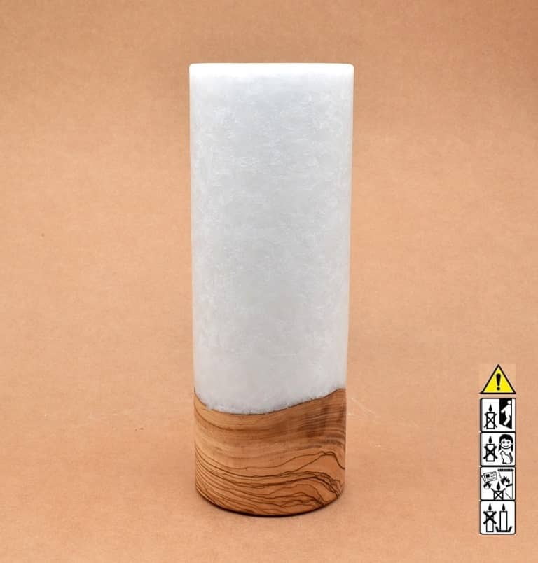 Kerze mit Holz Unikat Rund 90 x 250 mm mit Teelicht Nr.: 4