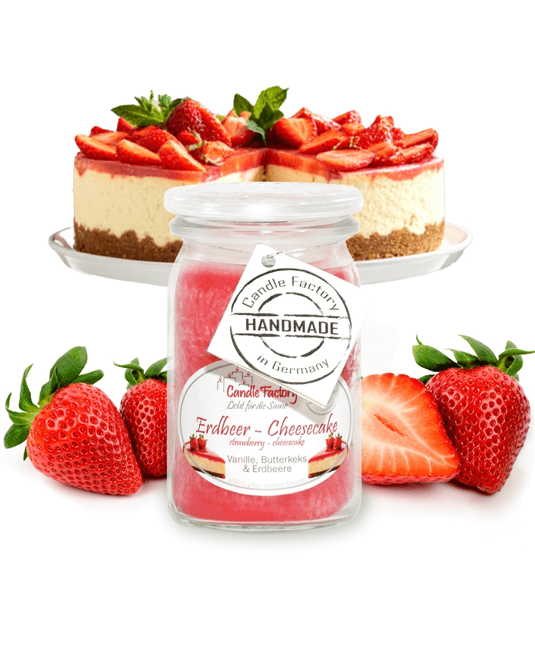 Erdbeer-Cheesecake - Baby Jumbo Duftkerze im Glas von Candle Factory
