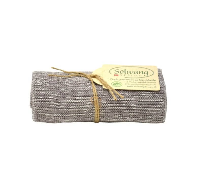Handtuch von Solwang im Onlineshop kaufen aus 32 x 47 cm Baumwolle gestrickt Natur/Grau Mix
