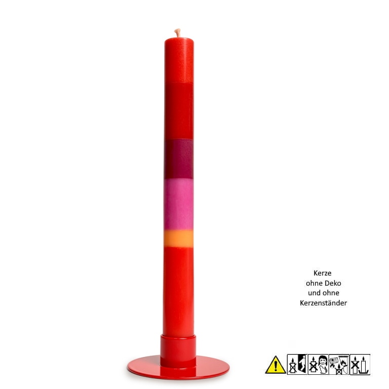 Bunte Stabkerze "Feliz Navidad - Schöne Weihnachten" 22 x 230 mm (ohne Deko)