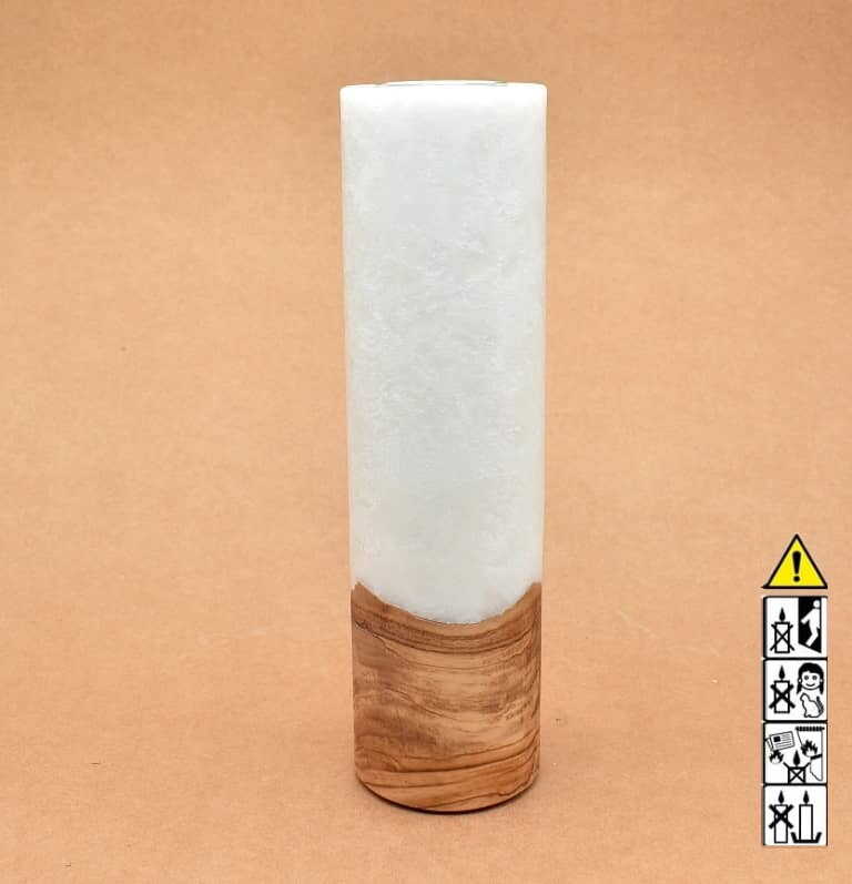Kerze mit Holz Unikat Rund 70 x 250 mm mit Teelicht Nr.: 2