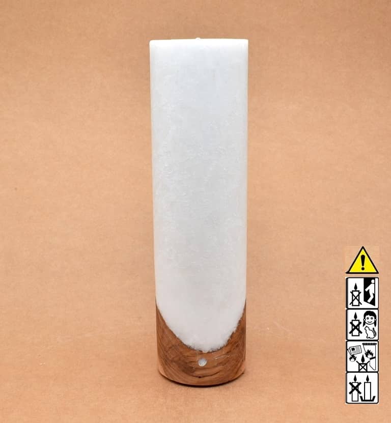 Kerze mit Holz Unikat Rund 70 x 250 mm mit Teelicht Nr.: 2