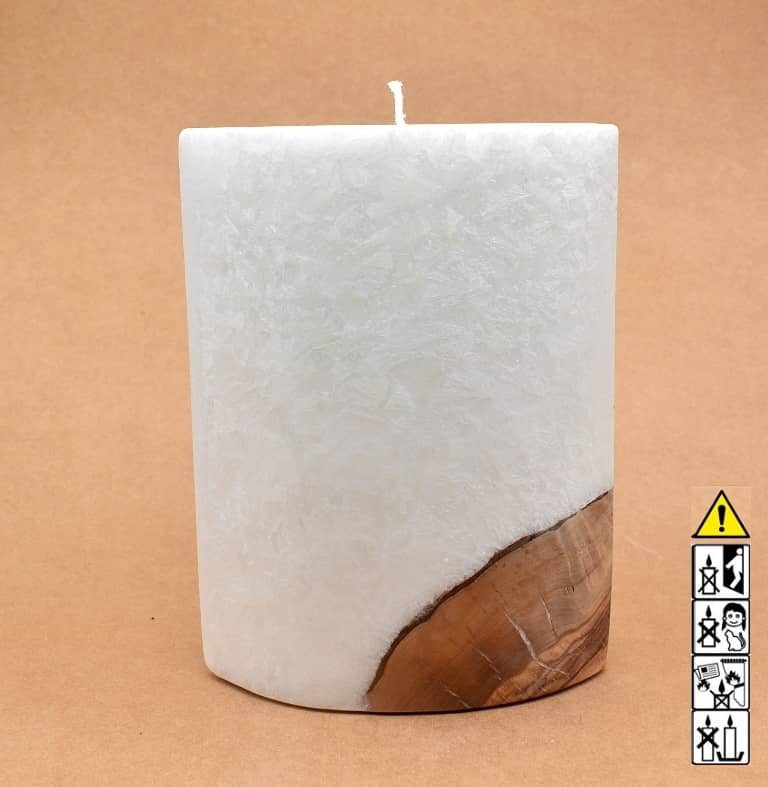 Kerze mit Holzelement, Individuelle, persönliche Hochzeitskerze  Holzkerze, Rund Stearinoptik, Hochzeitskerze mit Teelicht im Kerzen online Shop für Hochzeiten bestellen, günstig kaufen.