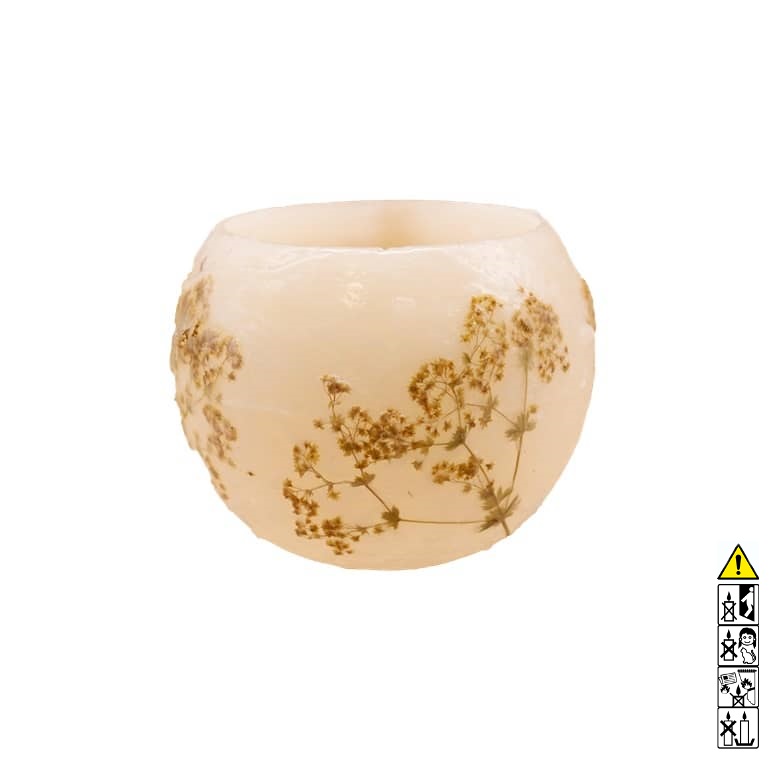 Lampionkerzen Blumendekor handgefertigt Ø120 x 90 mm rund Hochwertige Lampionkerzen Blumendekor handgefertigt Ø120 x 90 mm rund