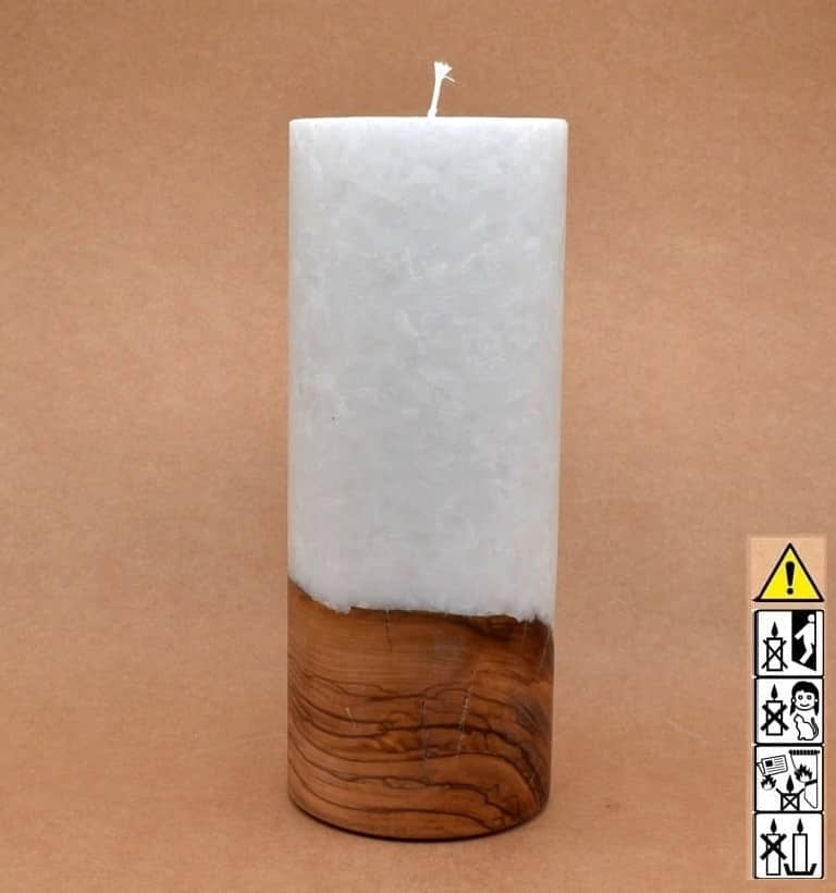 Kerze mit Holz Unikat Rund 100 x 250 mm mit Docht Nr.: 3 Kerze mit Holz Unikat Rund 100 x 250 mm mit Docht Nr.: 3