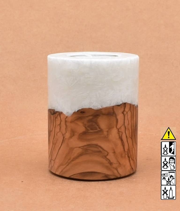 Hochzeitskerze, Kerze mit Holzeinsatz, Teelicht rund, Stearin, im Kerzen online Shop für Hochzeiten bestellen, günstig kaufen.