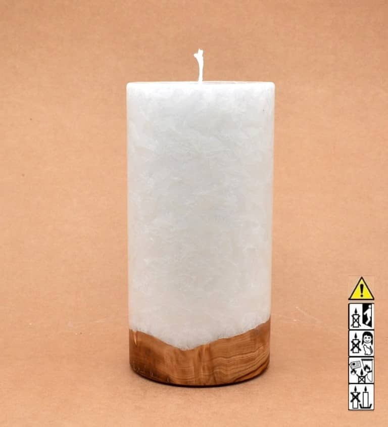 Hochzeitskerze, Kerze mit Holzeinsatz ohne Teelicht rund, Stearin, im Kerzen online Shop für Hochzeiten bestellen, günstig kaufen.