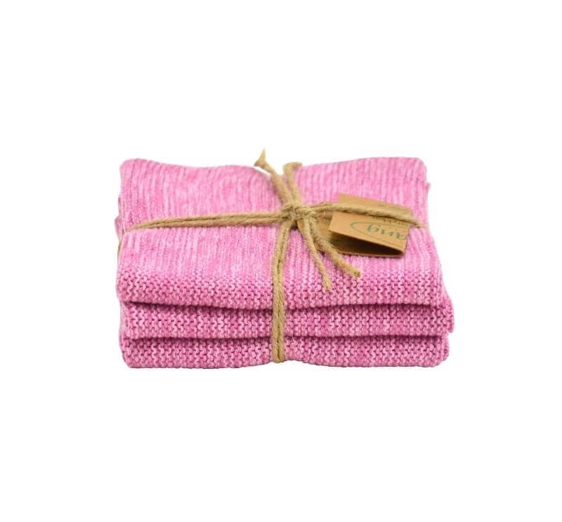 Wischtuch 3er Set von Solwang im Onlineshop kaufen aus 25 x 25 cm Baumwolle gestrickt Rosa Farben