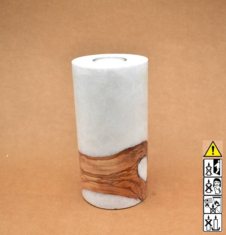 Kerze mit Holz Unikat Rund 100 x 200 mm mit Teelicht Nr.: 1 Kerze mit Holz Unikat Rund 100 x 200 mm mit Teelicht Nr.: 1