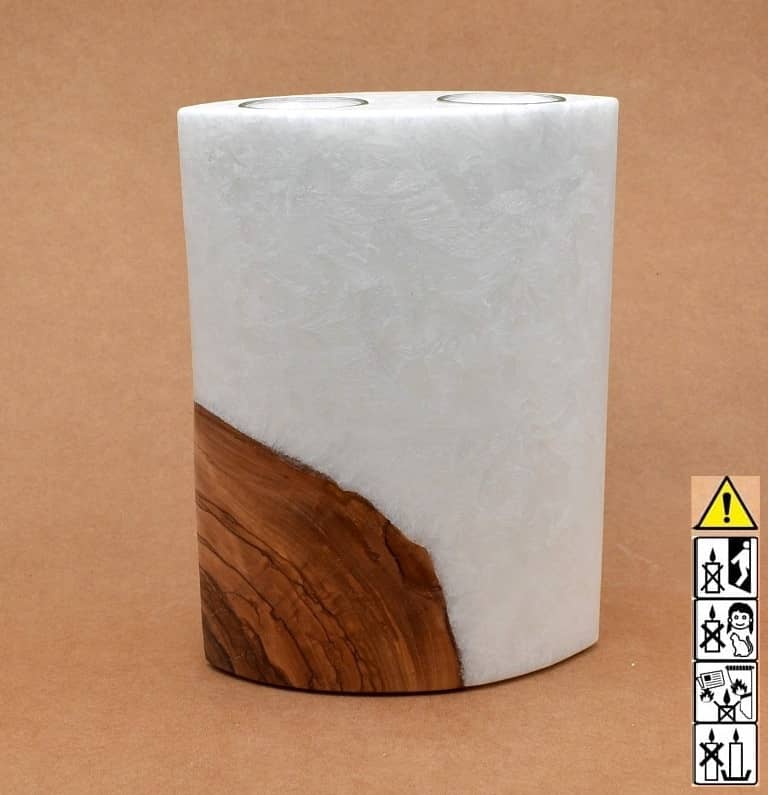 Kerze mit Holzelement, Individuelle, persönliche Hochzeitskerze  Holzkerze, Rund Stearinoptik, Hochzeitskerze mit Teelicht im Kerzen online Shop für Hochzeiten bestellen, günstig kaufen.