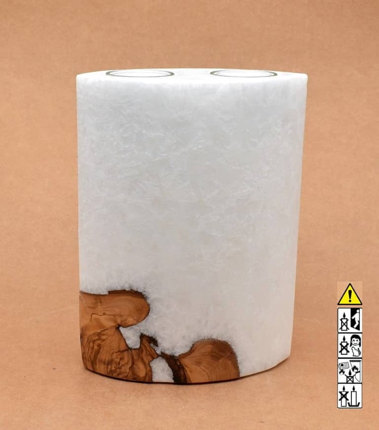 Kerze mit Holzelement, Individuelle, persönliche Hochzeitskerze  Holzkerze, Rund Stearinoptik, Hochzeitskerze mit Teelicht im Kerzen online Shop für Hochzeiten bestellen, günstig kaufen.