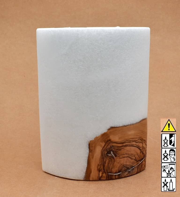 Kerze mit Holzelement, Individuelle, persönliche Hochzeitskerze  Holzkerze, Rund Stearinoptik, Hochzeitskerze mit Teelicht im Kerzen online Shop für Hochzeiten bestellen, günstig kaufen.