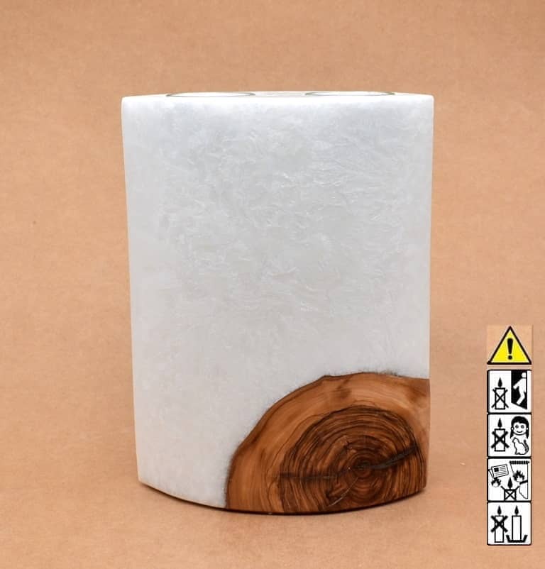 Kerze mit Holzelement, Individuelle, persönliche Hochzeitskerze  Holzkerze, Rund Stearinoptik, Hochzeitskerze mit Teelicht im Kerzen online Shop für Hochzeiten bestellen, günstig kaufen.