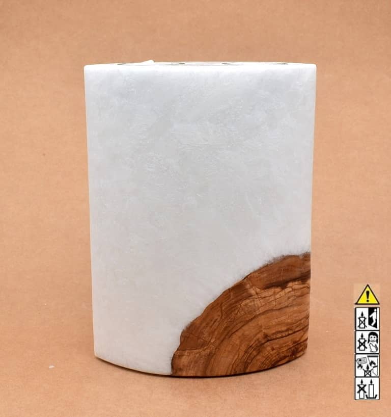 Kerze mit Holzelement, Individuelle, persönliche Hochzeitskerze  Holzkerze, Rund Stearinoptik, Hochzeitskerze mit Teelicht im Kerzen online Shop für Hochzeiten bestellen, günstig kaufen.