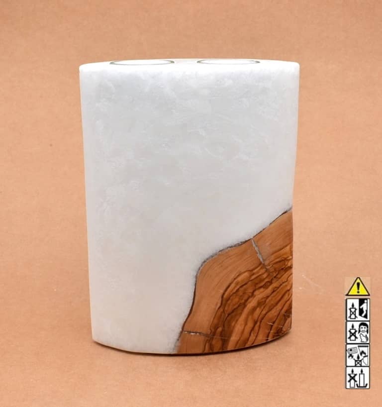 Kerze mit Holzelement, Individuelle, persönliche Hochzeitskerze  Holzkerze, Rund Stearinoptik, Hochzeitskerze mit Teelicht im Kerzen online Shop für Hochzeiten bestellen, günstig kaufen.