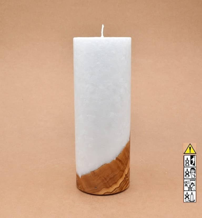 Kerze mit Holzelement, Individuelle, persönliche Hochzeitskerze  Holzkerze, Rund Stearinoptik, Hochzeitskerze mit Teelicht im Kerzen online Shop für Hochzeiten bestellen, günstig kaufen.