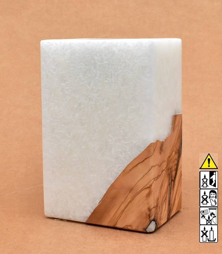 Kerze mit Holz Unikat Quader 70 x 100 x 150 mm mit 1 x Teelicht Nr: 6